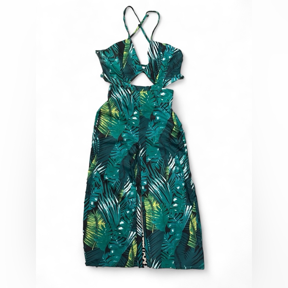 Jumpsuit with crisscross straps in back. New